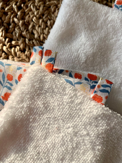 Languette de coton démaquillant lavable, motif liberty roses