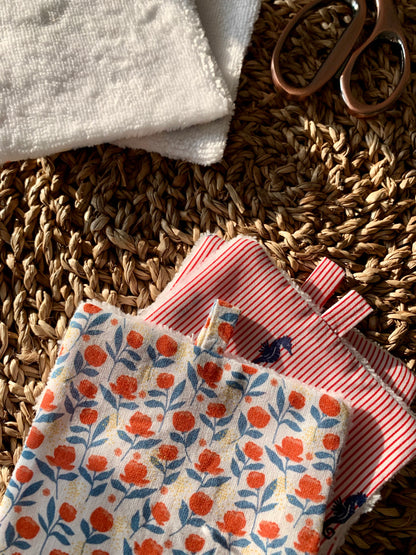 Coton démaquillant lavable, motif liberty roses