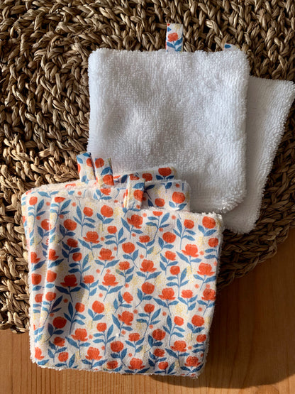 Coton démaquillant lavable, motif liberty roses